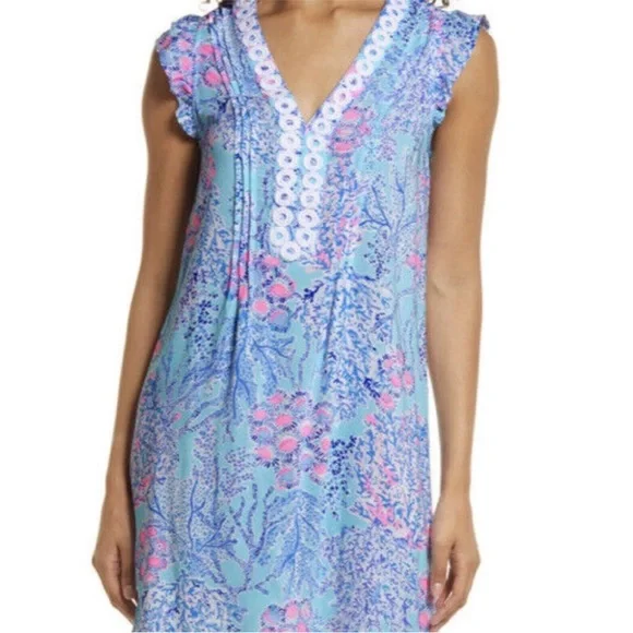 Lilly Pulitzer Joan Tunic Dress SZ S Blue Ibiza Now You Sea Me - Picture 4 of 15